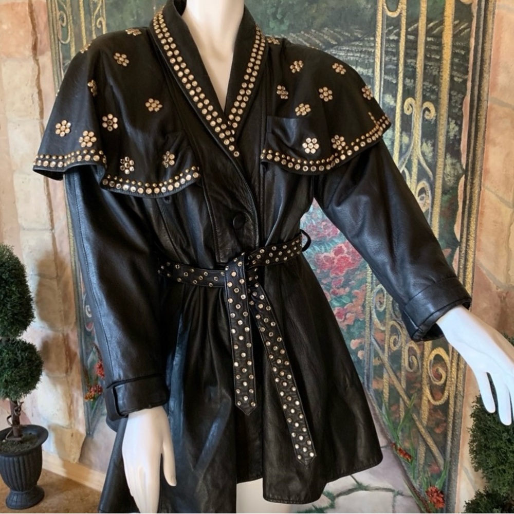One of a Kind Embellished Leather Jacket Size10